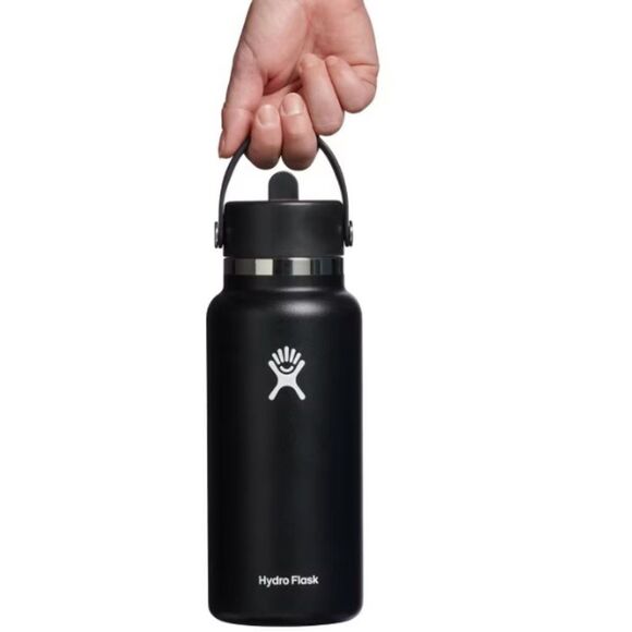 Hydro Flask 32oz Wide Mouth Flex Straw Insulated Water Bottle Black Handle NIB - Picture 4 of 9